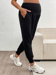SHEIN Adjustable Solid Color Pregnant Women Leggings