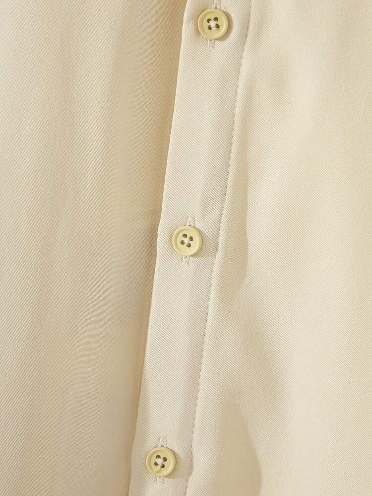 SHEIN Tween Boy' 长袖字母印花休闲连帽衬衫 - 杏色 - 查看 7