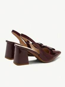 CUCCOO CHICEST Wine Red Bowknot Strap Thick Heel Pumps, Elegant & Fashion, For Work, Dating, Wedding, Party, Holiday, Valentine's Day Spring Break Easter Prom Heels