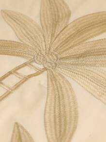 Aveloria Modichic Elegant Vacation Fashion Dress With Palm Tree Embroidery And Beaded Waist Tie, Long Sleeve Fall Cloth For Women - Apricot - View 7