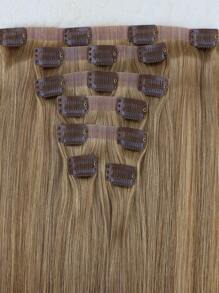 Seamless Clip Ins 7 piezas Extensiones de cabello con clips invisibles de cabello humano Remy 100% alineado con cutícula, doble tono, 27#, 130g/150g, para extensiones de cabello de Halloween - S27 - Ver 4