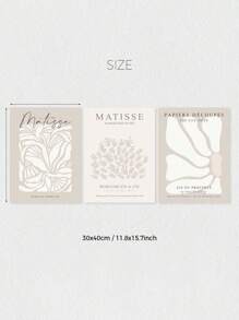 Conjunto de 3 impresiones de arte de pared de lienzo estilo bohemio neutral de Matisse - Impresión beige de Matisse, impresión gris beige salvia de Matisse, póster minimalista de Matisse - Arte floral para la pared, regalos artísticos para el dormitorio, sala de estar y pasillo - Arte de pared, decoración de pared, decoración de invierno, decoración de habitación, sin marco