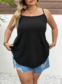 SHEIN CURVE+ Große Größen Damen Einfarbig Kühler Stoff Rückenfrei Weste