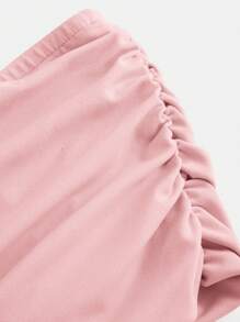 SHEIN Girlism 少女杏色，优雅复古，返校/派对服装，生日服装，舞会礼服，针织单肩褶皱长裙 - 粉色 - 查看 5