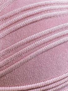 Swim Mod 夏季单件纹理纯色贝壳装饰抹胸比基尼上衣 - 粉色 - 查看 5