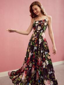 MOTF PREMIUM 花卉印花垂坠吊带连衣裙