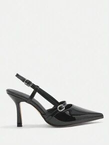 CUCCOO CURVES Zapatos de tacón alto informales y de moda sencillos en talla grande - Negro - Ver 3