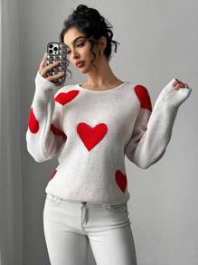 Chiquease Fashionable Sexy Valentine's Day Backless Heart Jacquard Sweater Fall Winter Cloth For Women - White - View 4