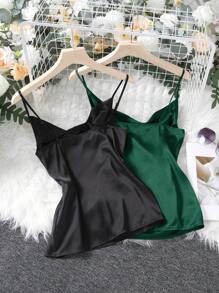 SHEIN Clasi Women Plain Simple Casual Everyday Tank Top - Green - View 2