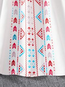 Vestido de estilo de vacaciones con cuello en V y estampado floral pequeño para niña preadolescente