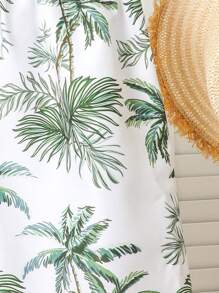 Boys' (Large) Swimsuit Tween Boys Swimwear Leisure Vacation Green Coconut Tree Pattern Woven Beach Pants Strap Rope Suitable For Vacation Suitable For Summer Summer Holiday - Multicolor - View 3