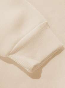 Young Girls Round Neck Sweatshirt Pink Bow & Minimalist Letter Print Casual Style - Apricot - View 5