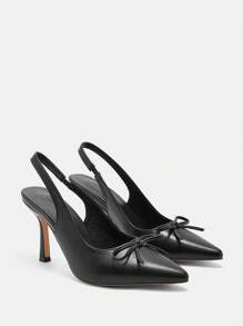 CUCCOO CURVES Plus Size Women's Bow Decor Casual High Heel Pumps Spring Shoes Spring Break Easter - Black - View 2