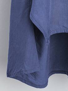 Lacomfia 2pcs Plus Size Set: Solid Color Asymmetric Hem Short Sleeve Top And Paisley Print Long Pants - Purple - View 3