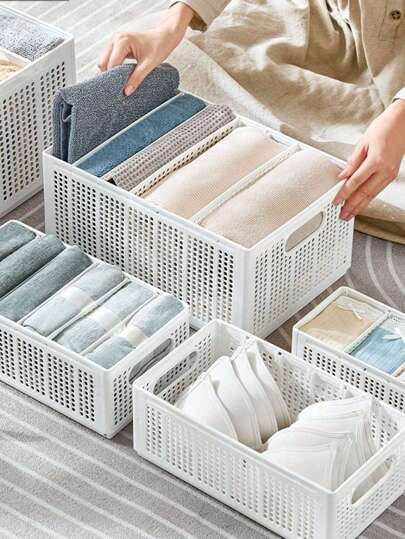 SHEIN 1 件衣服收纳盒可折叠内衣收纳抽屉隔板储物牛仔裤衣柜容器节省空间储物盒适用于旅行家用宿舍卧室衣橱