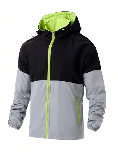 Manfinity Sport Corelite Långärmad Luvtröja med dragkedja krage för män, sportjacka