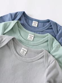 SHEIN Mono de manga corta casual para uso diario, unisex para bebés recién nacidos, adecuado para verano, primavera y otoño