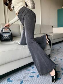 DAZY Women's Washed Distressed Stretch Slim Fit Bootcut Jeans, All Season - Grey - View 7