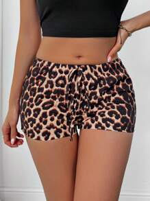 Chiquease Short de mujer de tiro bajo con estampado de leopardo, pantalones cortos súper cortos - Multicolor - Ver 5
