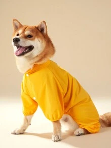 PETSIN 1 件宠物雨衣，鸭子设计，带可拆卸兜帽，防水四腿全身狗雨衣