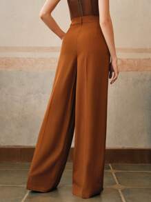 Anewsta Quần âu ống đứng thời trang thanh lịch, màu trơn dành cho nữ khi đi làm, đi nghỉ/năm mới - trái cam - Xem 2