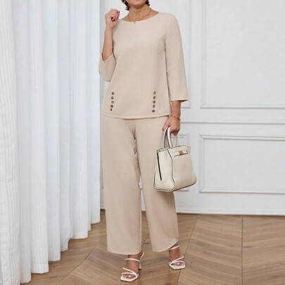 2Pcs Women Solid Co…