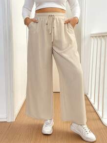 Auralis 大码女装秋季新款时尚百搭休闲通勤商务工作高性价比多件装3件套松紧腰带口袋绿色、黑色、杏色腿裤长裤女式慢跑裤 - 軍綠色 - 查看 7