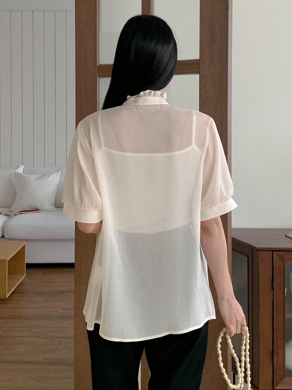 Elegant Office Wear Women's Short Sleeve Floral V-Neck Pleated Blouse, Summer