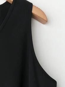 Linhara 2 件套：优雅通勤复古舒适休闲女式时尚百搭热销花卉面料吊带背心上衣和松紧腰口袋裤子黑色，加大码，春/夏/秋季 - 黑色 - 查看 4