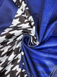 SHEIN Clasi Women's Denim Effect Houndstooth Print Leggings Boho - Multicolor - View 8