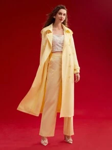 MOTF PREMIUM FLORAL EMBROIDERY TAILORED SUIT PANTS,SPRING/SUMMER - Yellow - View 9
