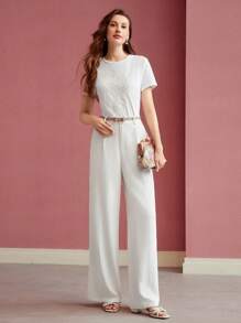 MOTF PREMIUM PRESS CREASE WIDE LEG SUIT PANTS,SPRING/SUMMER - White - View 5