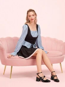 CUCCOO DOLLMOD 女士圆头粗跟复古学院风芭蕾平底鞋时尚高跟鞋，春夏季休闲装