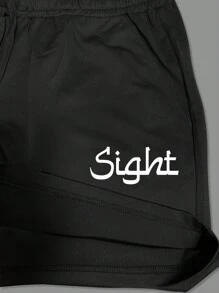 Manfinity Homme Plus Size Men's Eye Slogan Print Short Sleeve T-Shirt & Shorts Set - Black and White - View 3