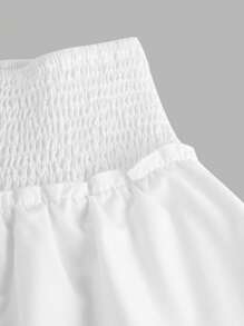 Girlism 少女清纯女孩白色蕾丝高腰荷叶边下摆 A 字迷你裙，休闲少女风，适合春夏、新年、情人节 - 白色 - 查看 3