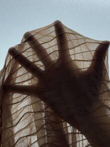 SHEIN Clasi 米色纹理针织露肩优雅修身长开叉连衣裙女式夏季服装女式连衣裙优雅性感女式连衣裙春季连衣裙 - 卡其色 - 查看 8