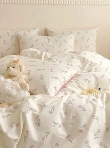 1 件花朵郁金香，浪漫，粉色情人节婚礼印花，学校宿舍，宿舍连衣裙，少女四季枕套 TwinFullQueenKing。 - 彩色 - 查看 7