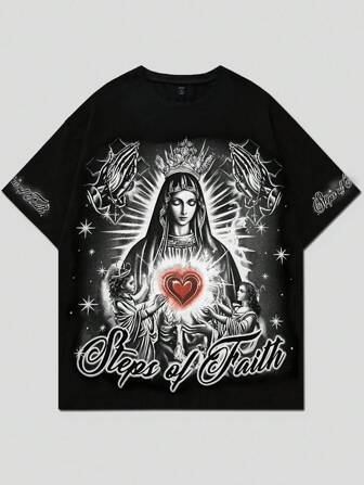 Goth Camiseta de manga corta con estampado gótico para hombres, adecuada para uso diario, primavera/verano, Halloween