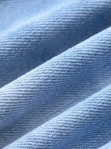 SHEIN Young Girl Y2K Blue Casual Basic Denim Shorts,Kid Girls Spring And Summer Casual Vacation Country Boho Wear, Beach Outfits For Kid Girls,Western Street Wear For Girl - Light Wash - View 6