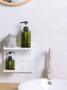 1pc/4pcs Solid Color Desk Organizer, Self-Adhesive/Wall-Mounted Bracket For Office, School, Student, LiGo Pegboard Shelf Suitable For Living Room, Kitchen, Bedroom, And Partition Walls (The Main Picture Shows A Combination Of 4 Sets) Back To School - White - View 4