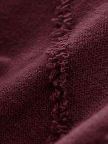 CosyJoli Plus Size Women Crew Neck Fuzzy Edge Loose Casual Comfortable Pullover Sweater - Burgundy - View 4