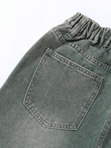 Tween Boys Heavy Washed Retro Fashionable Denim Jeans - Medium Wash - View 4