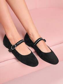 CUCCOO DOLLMOD Cuccoo Flat Round Toe Large Diamond Fashionable Women Loafers - Black - View 1