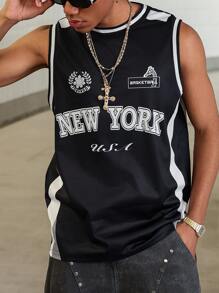 PAVTROS Men's Casual Contrast Color Letter Print Camisole - Multicolor - View 6