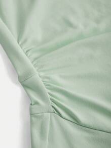 SHEIN Girlism Teen Girls' Knitted Neckline Waist Ruched Cake Hem Dress Graduation Dress