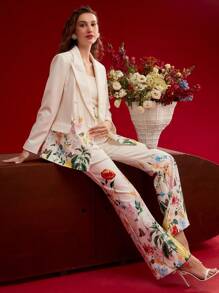 MOTF PREMIUM FLORAL PRINT FLARE LEG SUIT PANTS,SPRING/SUMMER - Multicolor - View 7