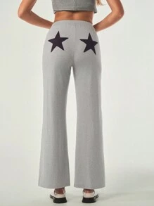 SHEIN Unity 女式纯色灰色休闲星星印花裤 - 灰色 - 查看 1