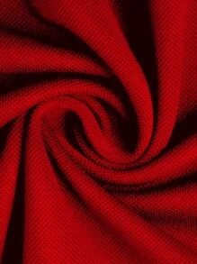 Manfinity Dauomo 男士纯色短袖 Polo 衫，休闲时尚，适合日常穿着 - 紅色 - 查看 4