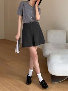 DAZY Women's Solid-Color Figure-Hugging Pleated Elegant Summer Mini Skirt - Grey - View 6