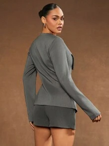 Hauture Veste régulière à la mode pour femmes, monobloc, manches longues, couleur unie